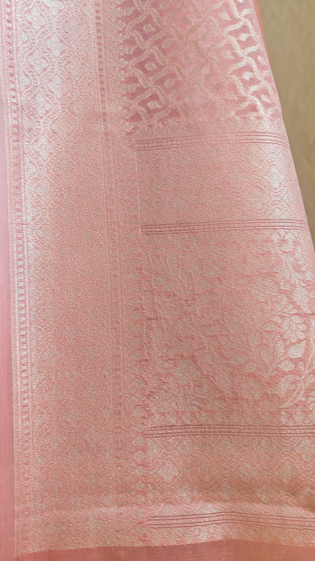 Coral Pink Banarasi Linen Suit