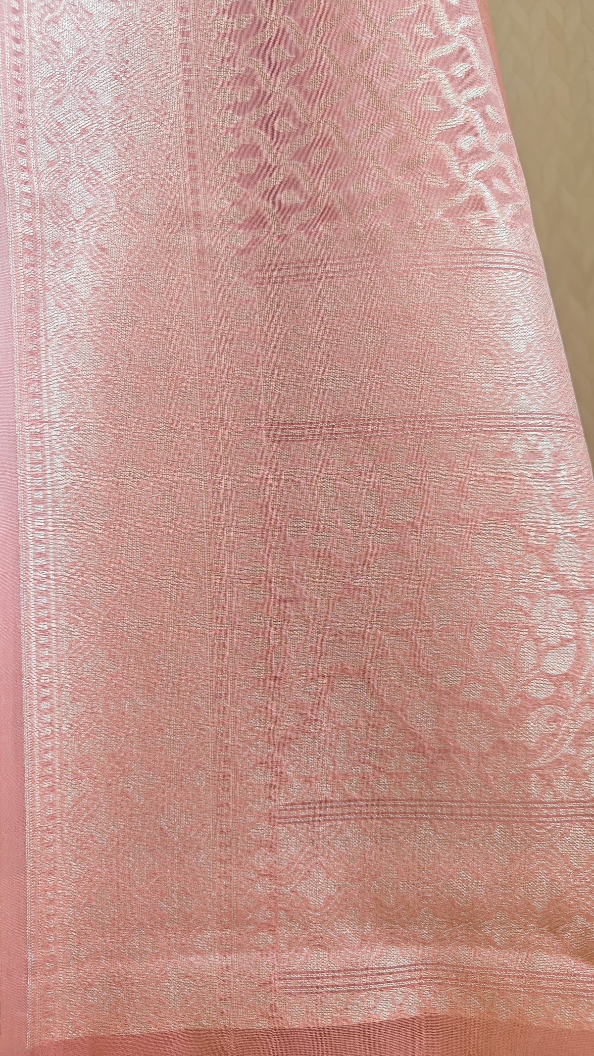 Coral Pink Banarasi Linen Suit