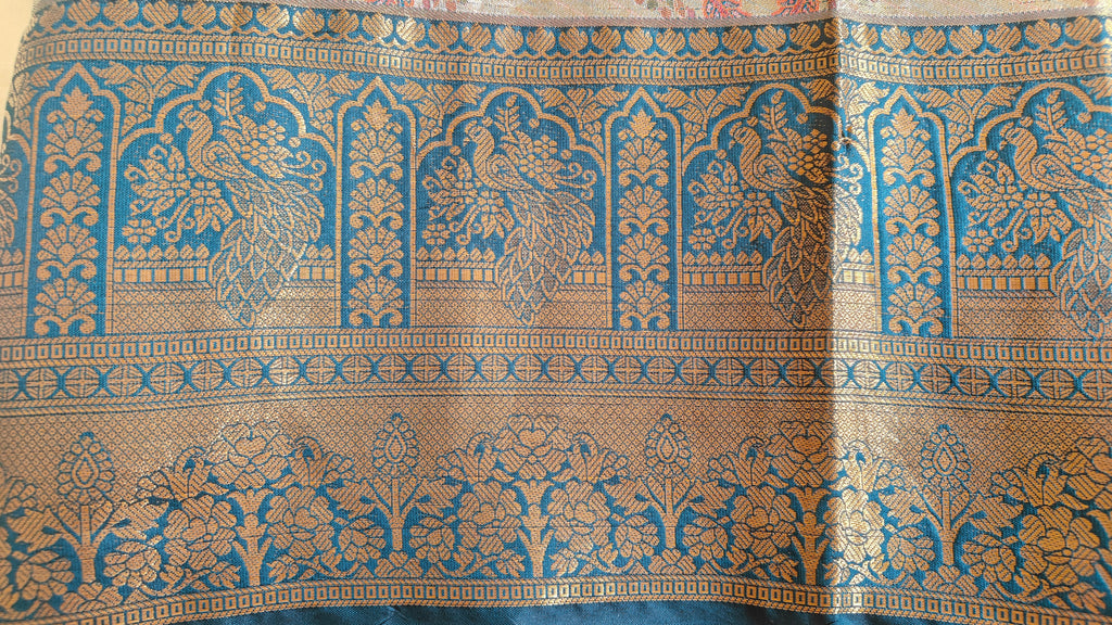 Golden Tissue Peacock Motifs Saree