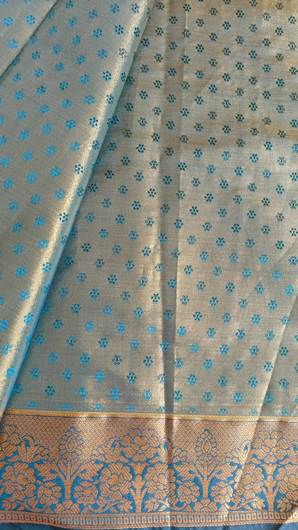 Golden Tissue Peacock Motifs Saree