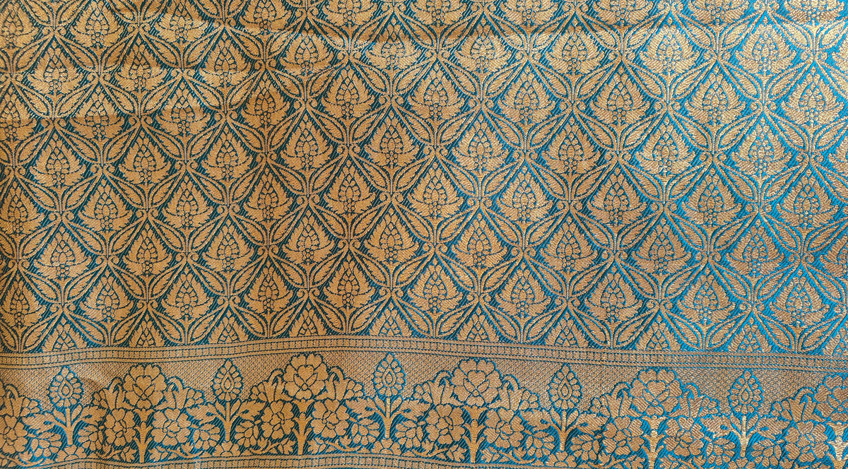 Golden Tissue Peacock Motifs Saree