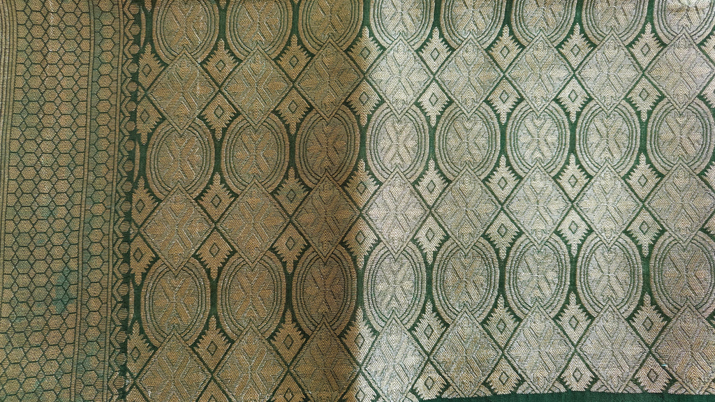 Dark Green Georgette Floral Jaal