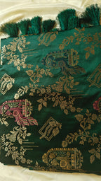 Dark Green Banarasi Silk Peacock Motifs