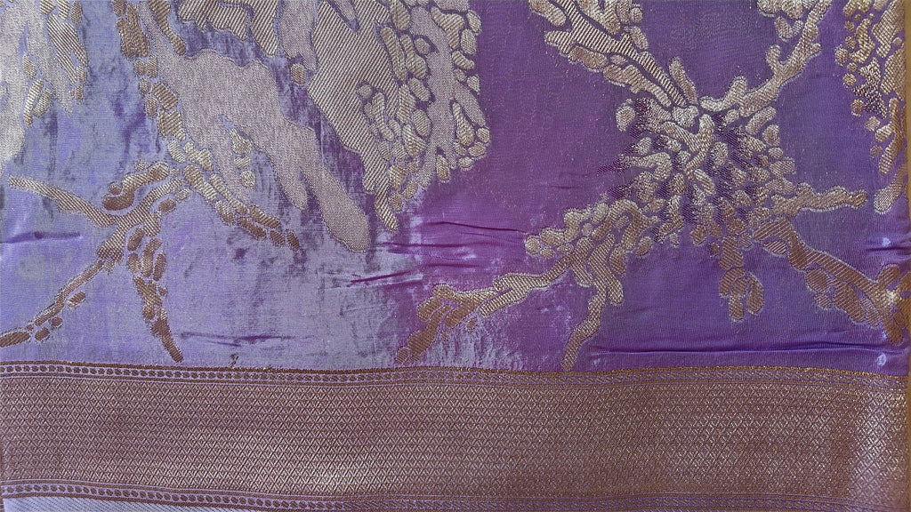 Lavender Silver Zari Designer Saree