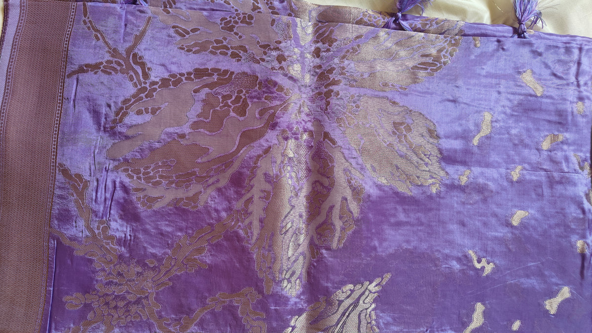 Lavender Silver Zari Designer Saree