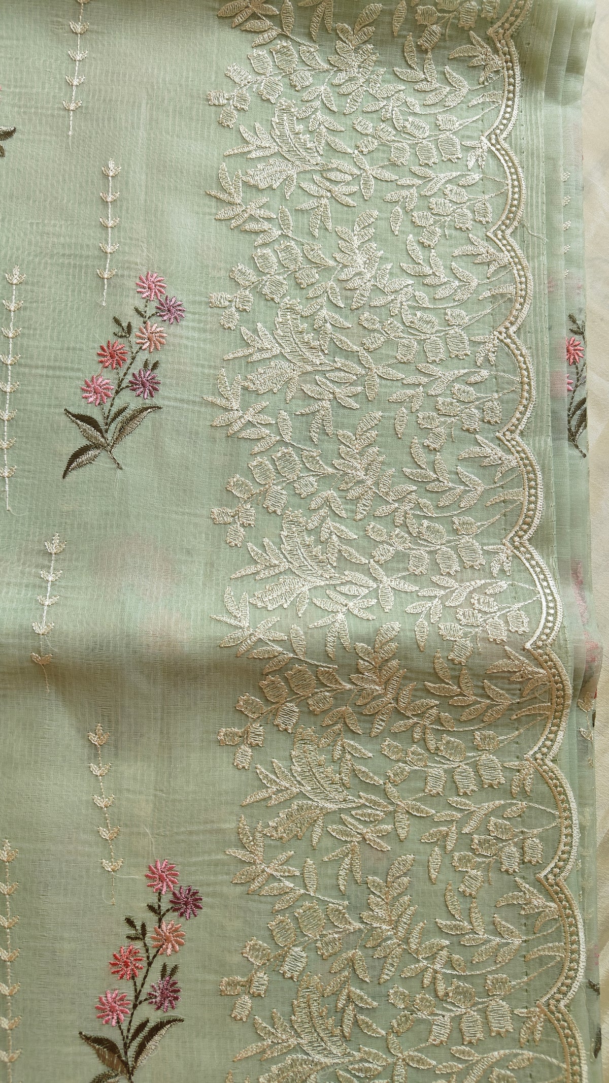 Light Green Organza Thread Saree