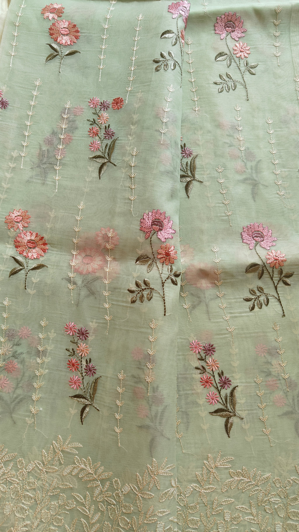 Light Green Organza Thread Saree