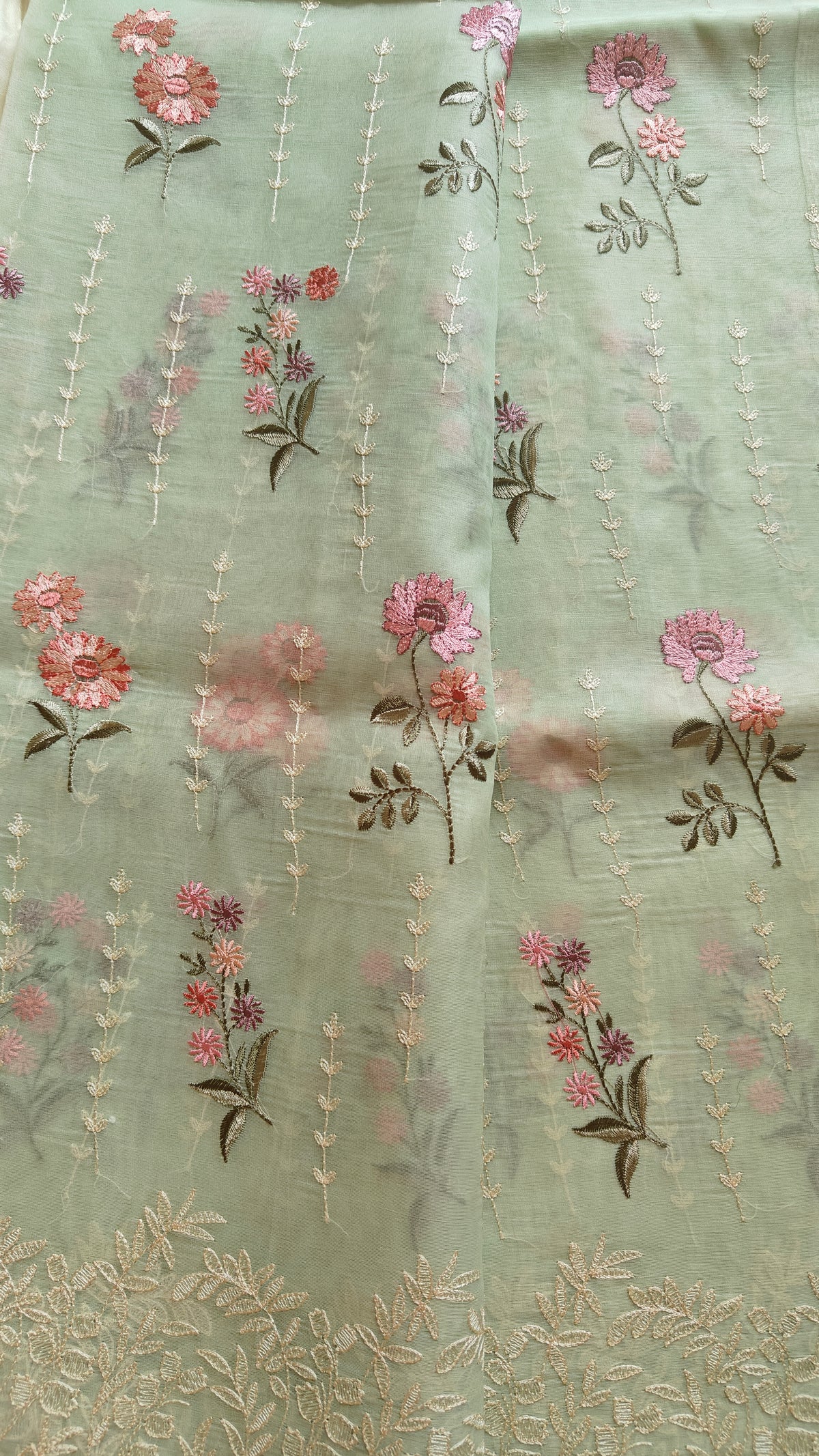 Light Green Organza Thread Saree