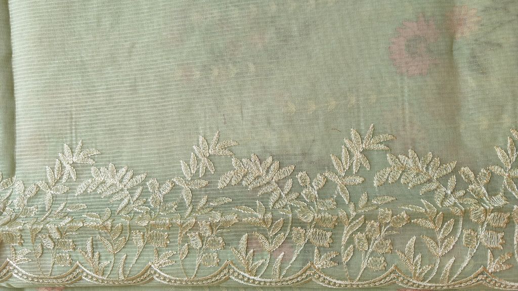 Light Green Organza Thread Saree