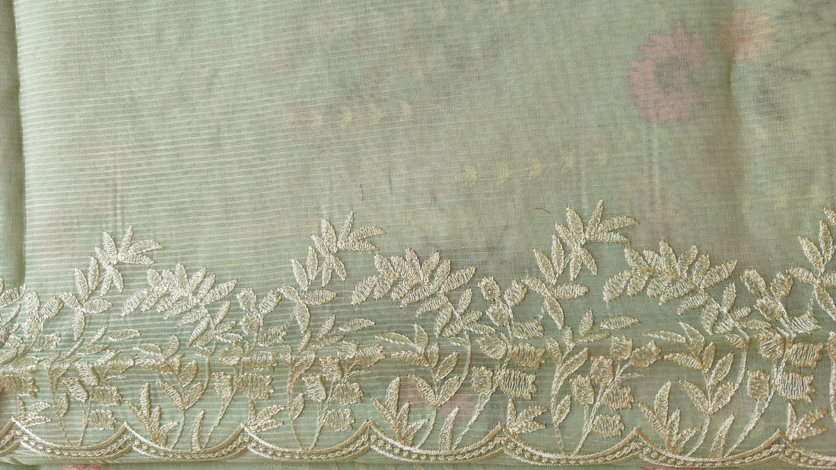 Light Green Organza Thread Saree