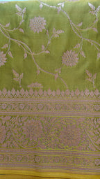 Parrot Green Jaal Katan Silk Saree