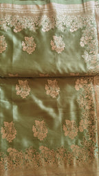 Pastel green Banarasi Silk