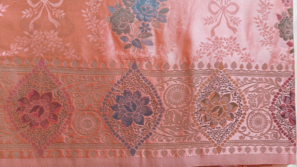Peach Tanchoi Meenakari Banarasi Silk