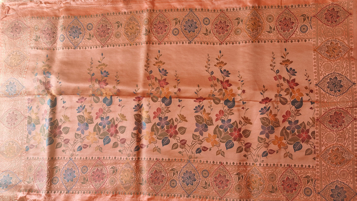 Peach Tanchoi Meenakari Banarasi Silk