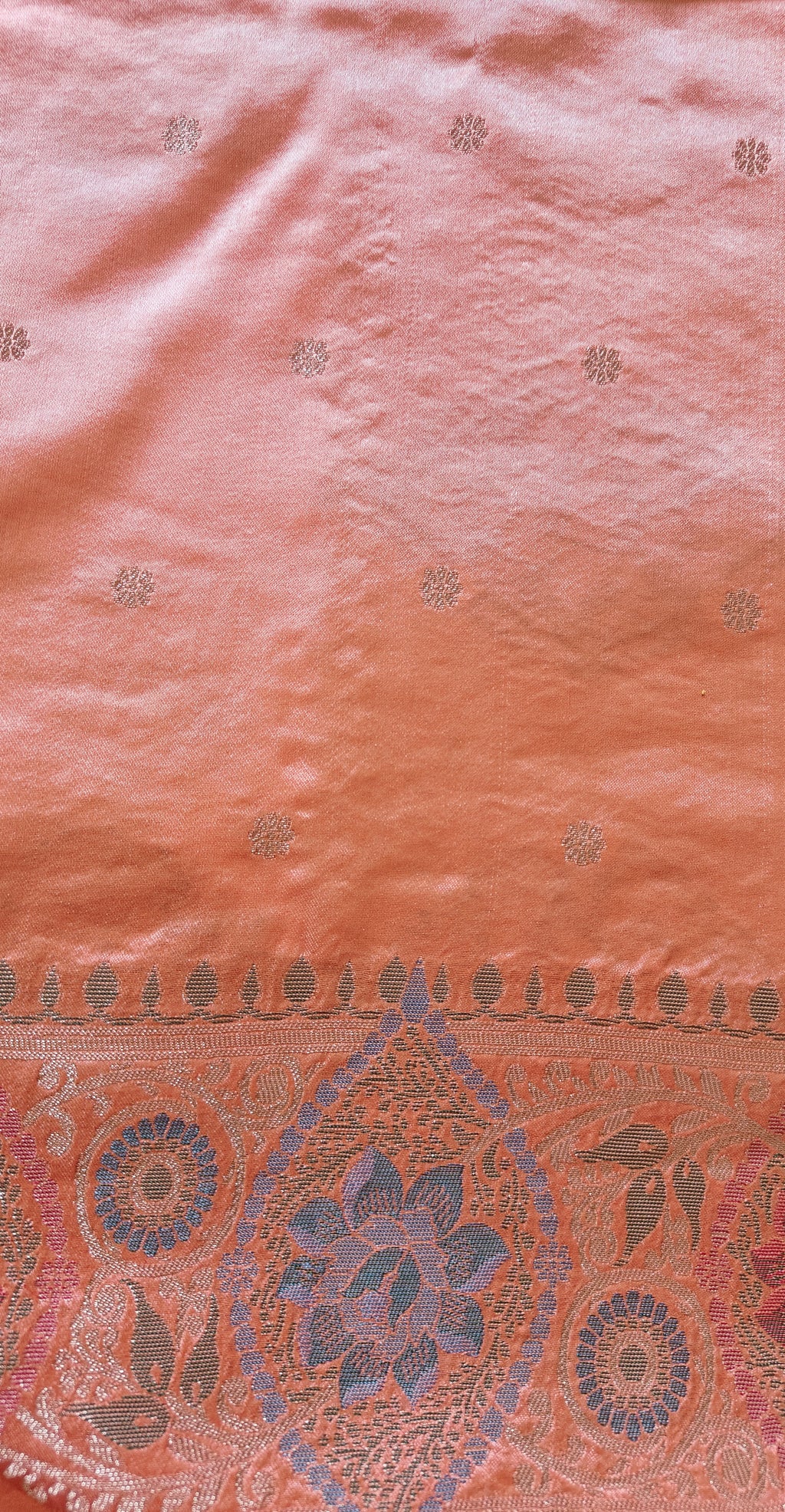 Peach Tanchoi Meenakari Banarasi Silk