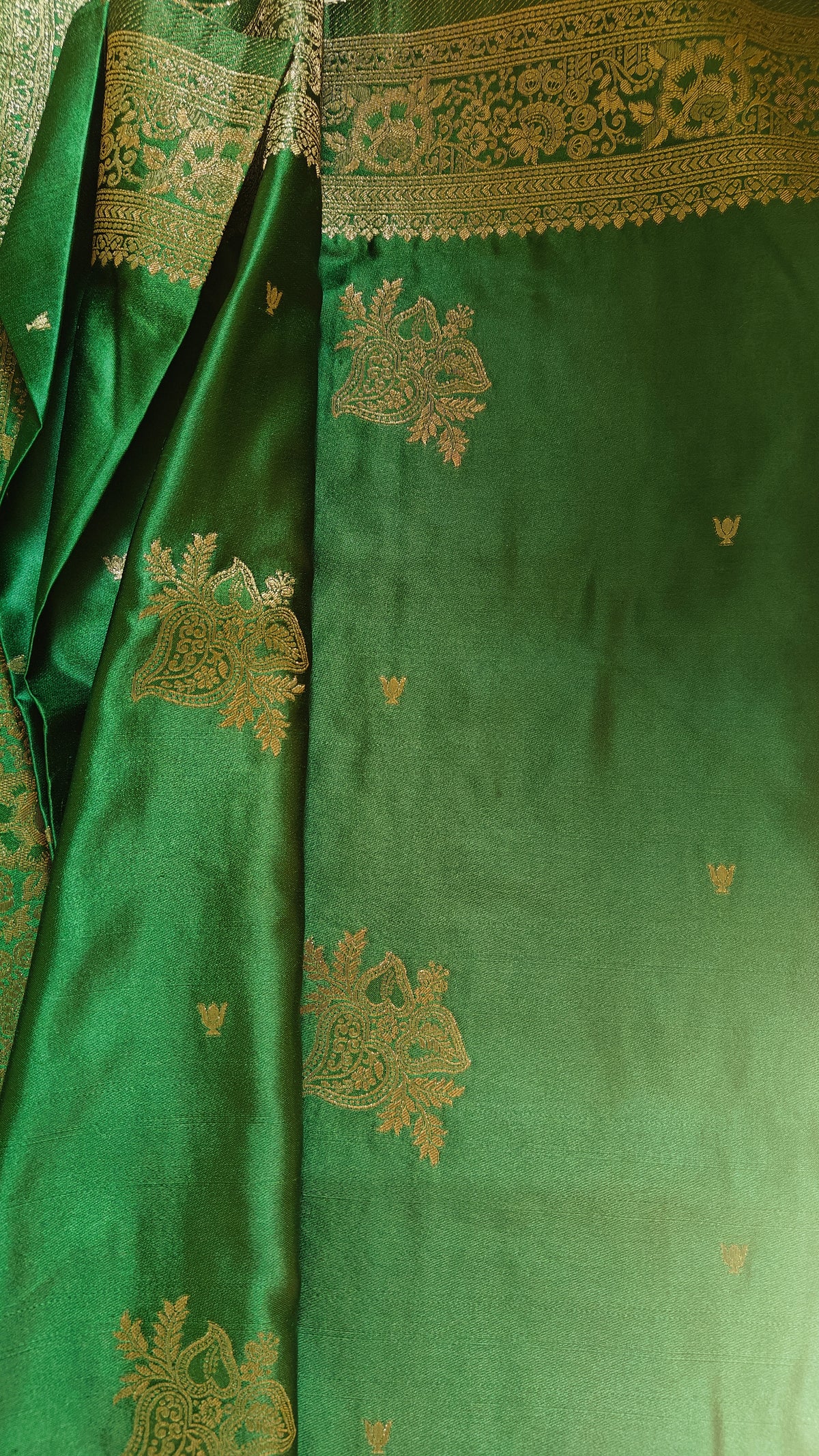 Dark Green Banarasi Silk