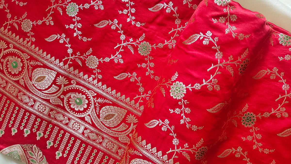 Red banarasi Katan Meenakari