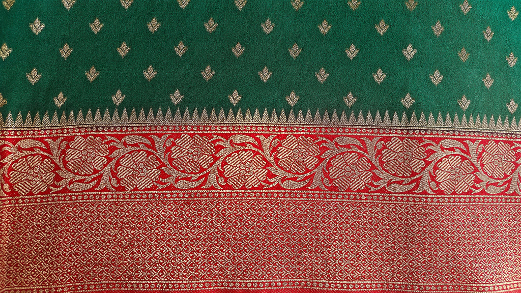 Green Red Georgette Booti Saree