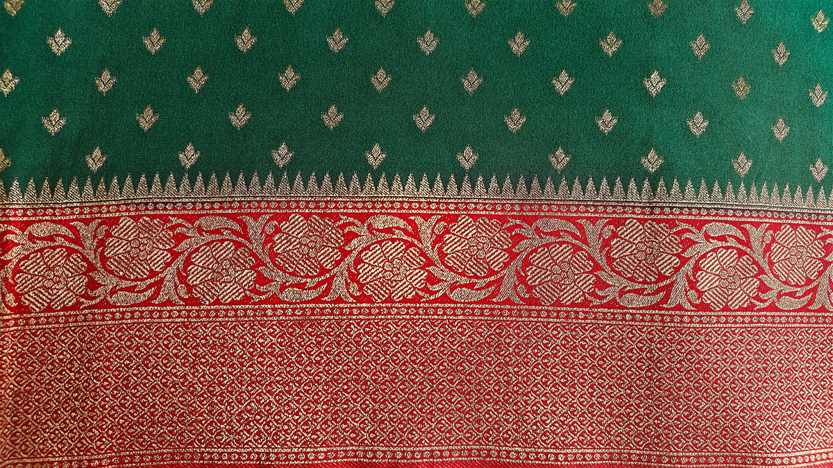 Green Red Georgette Booti Saree