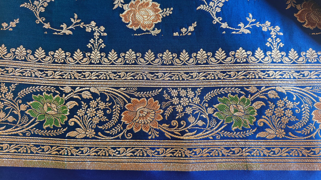 Royal Blue Katan Meenakari Jaal