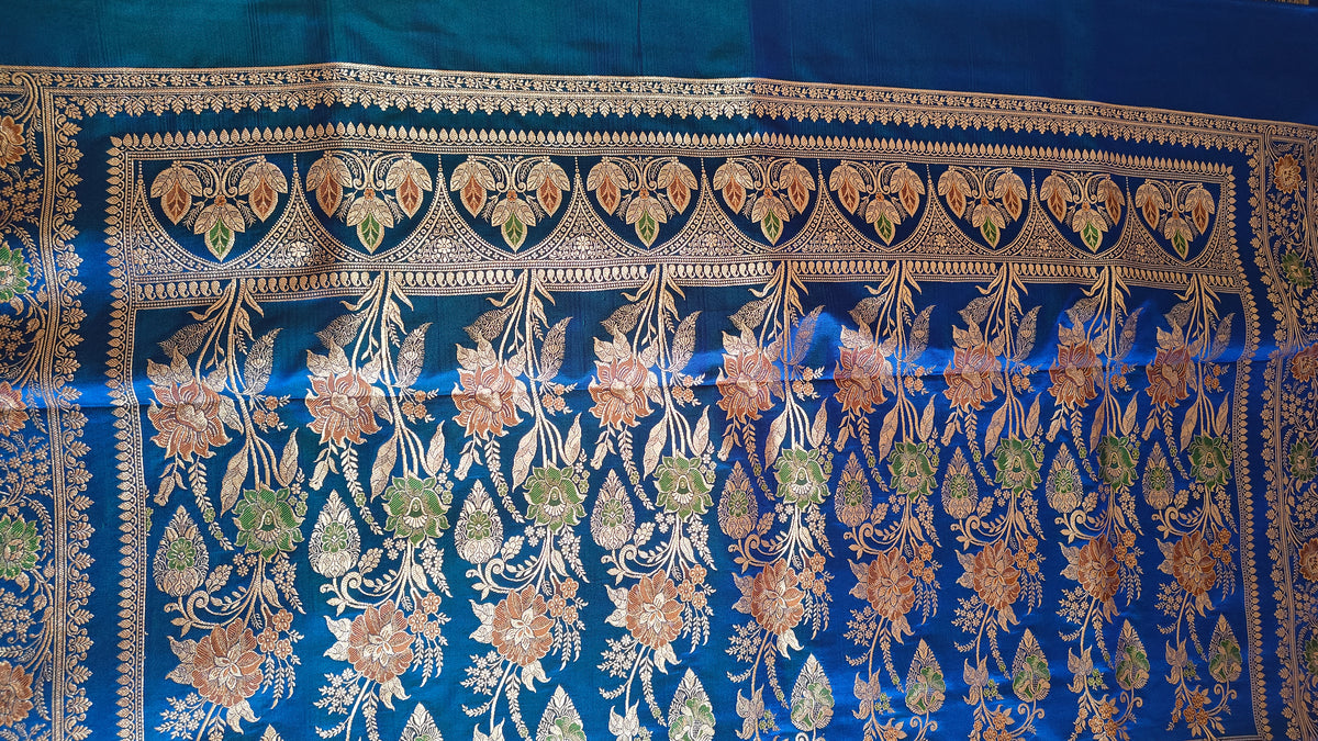 Royal Blue Katan Meenakari Jaal