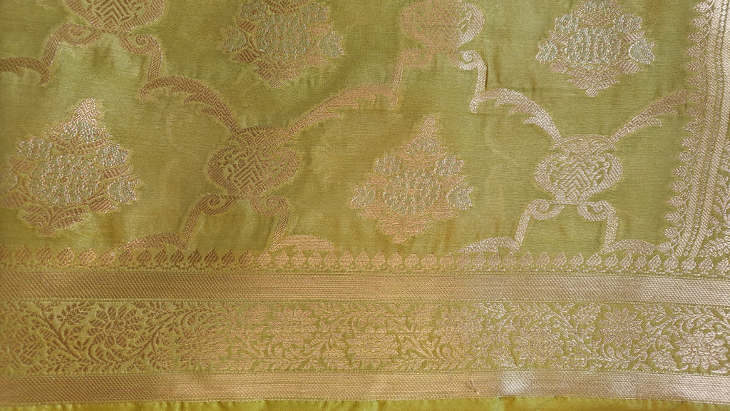 Parrot yellow Banarasi Jaal Saree