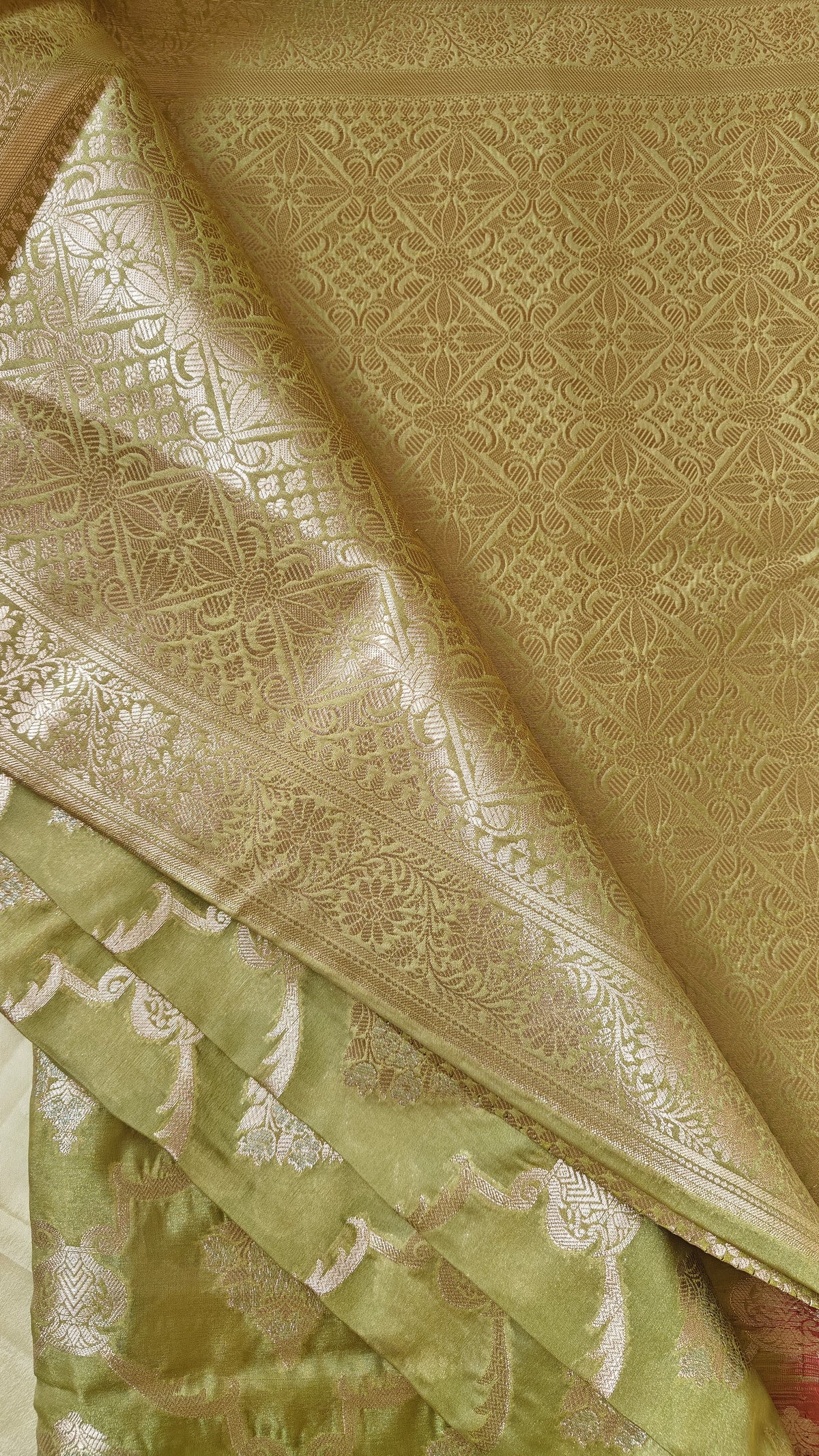 Parrot yellow Banarasi Jaal Saree