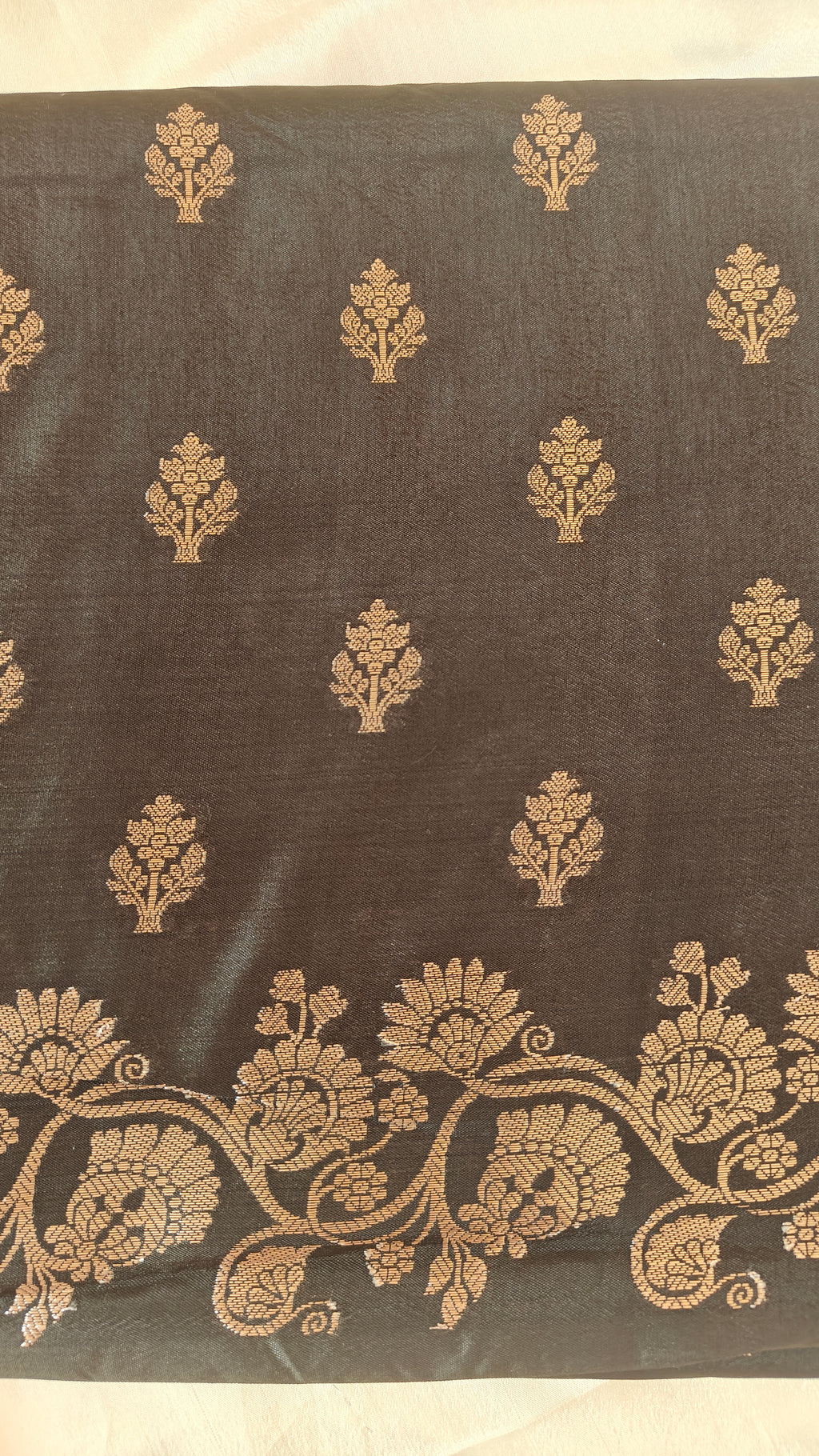 Olive Banarasi Silk Booti Saree