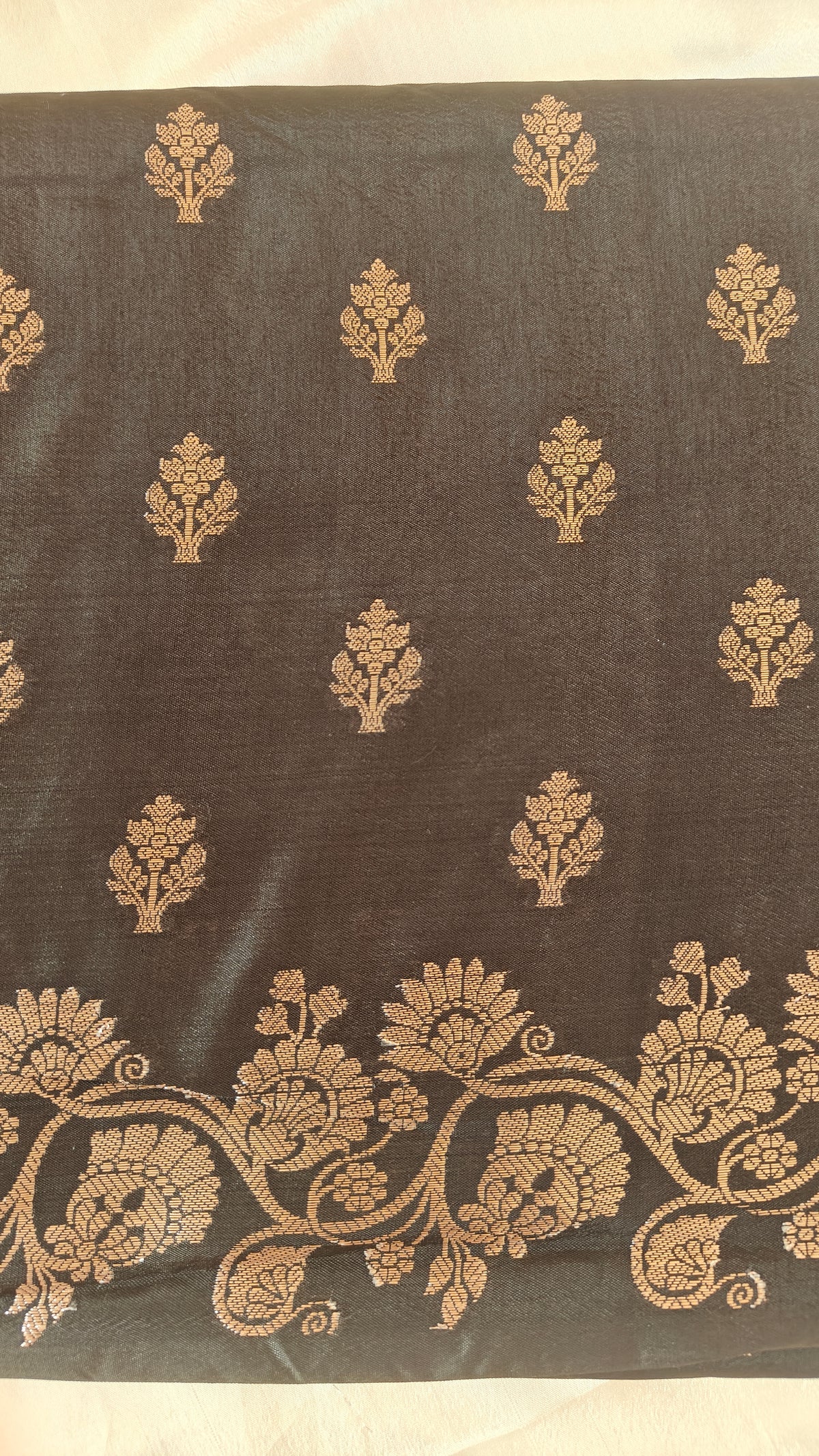 Olive Banarasi Silk Booti Saree
