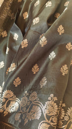 Olive Banarasi Silk Booti Saree
