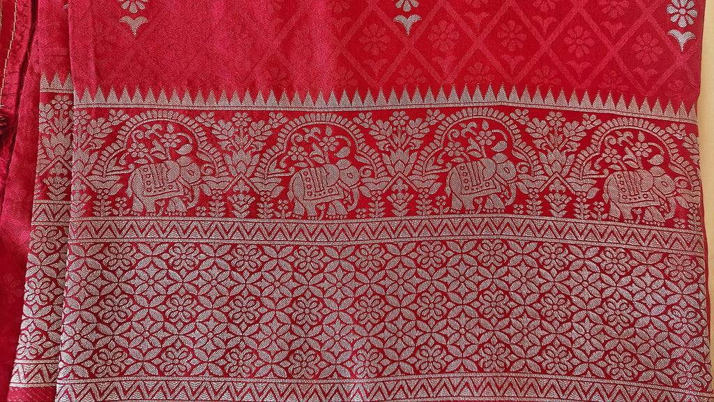Red Banarasi Silk Tanchoi Saree