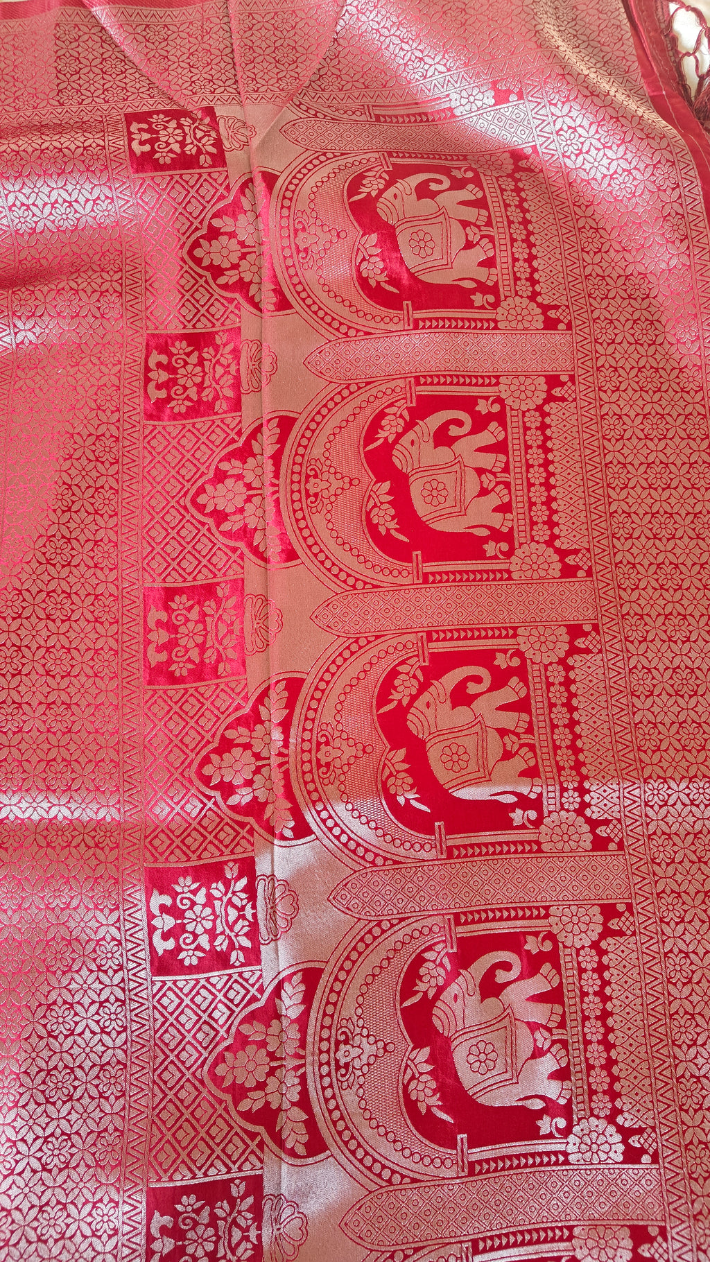 Red Banarasi Silk Tanchoi Saree