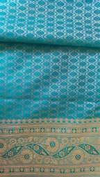 Ferozi Floral Jaal Silk Saree