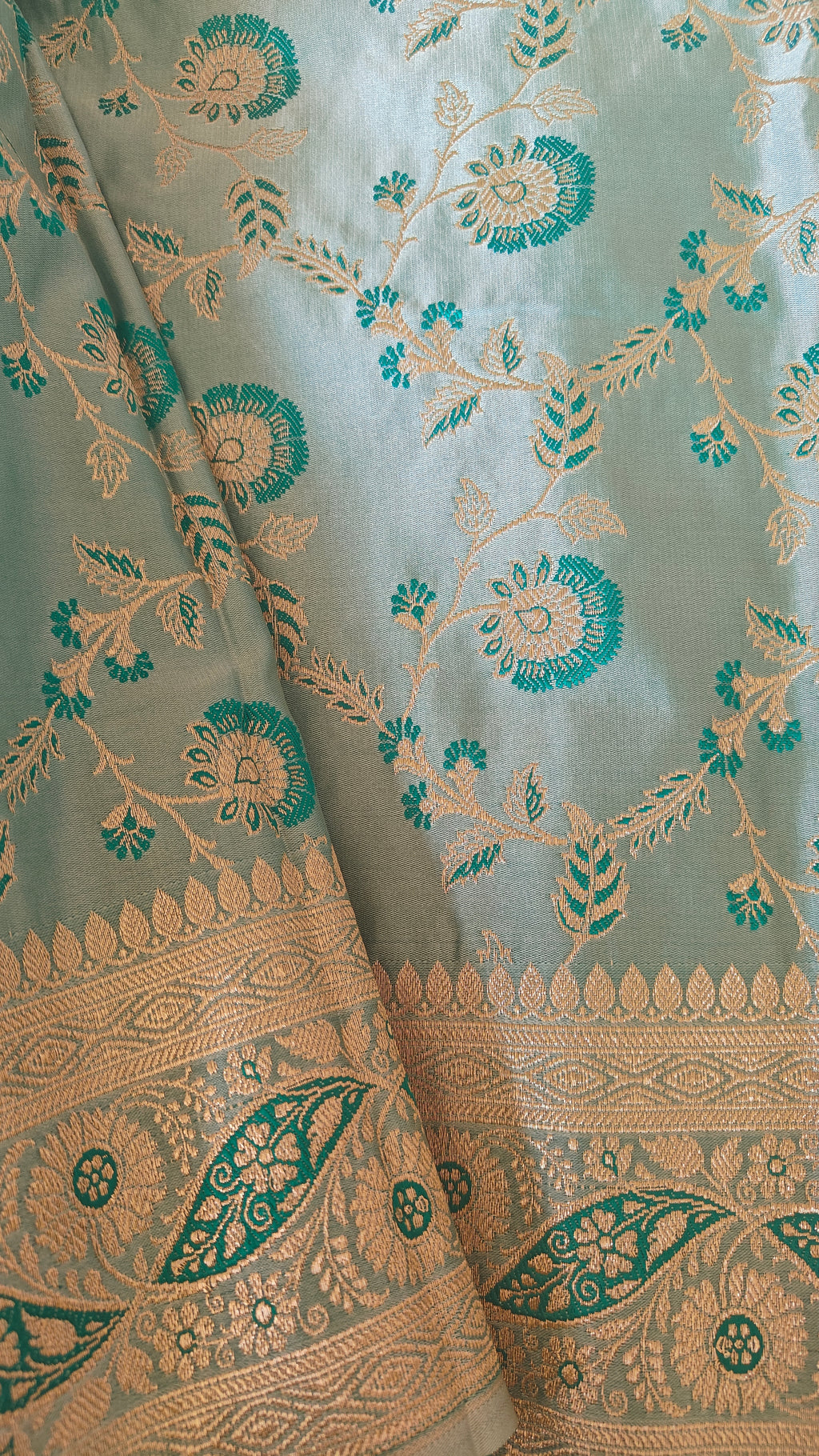 Ferozi Floral Jaal Silk Saree