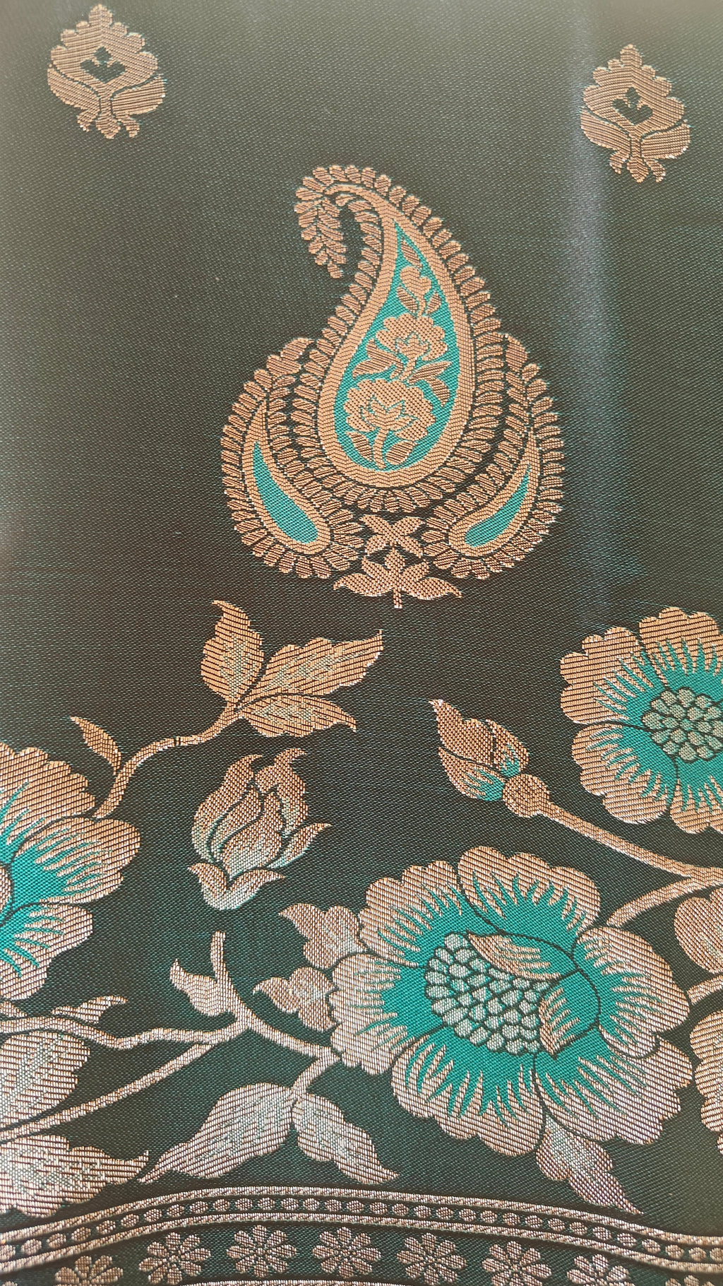 Dark Green Banarasi Silk