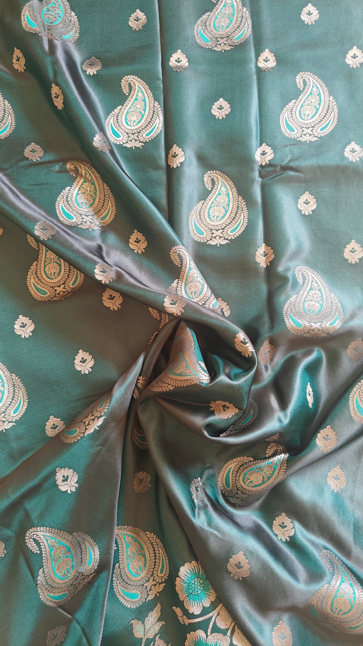 Dark Green Banarasi Silk