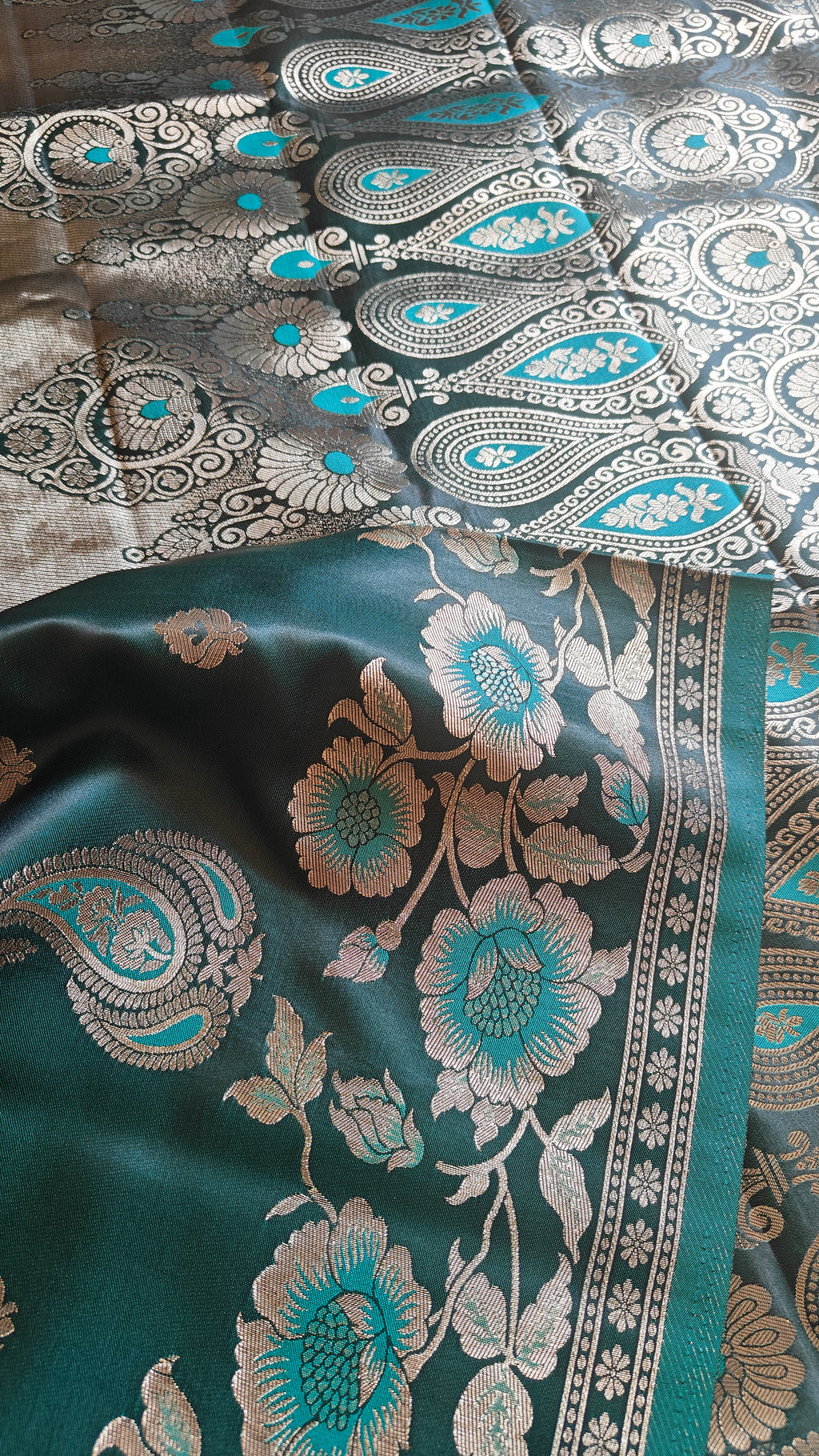 Dark Green Banarasi Silk
