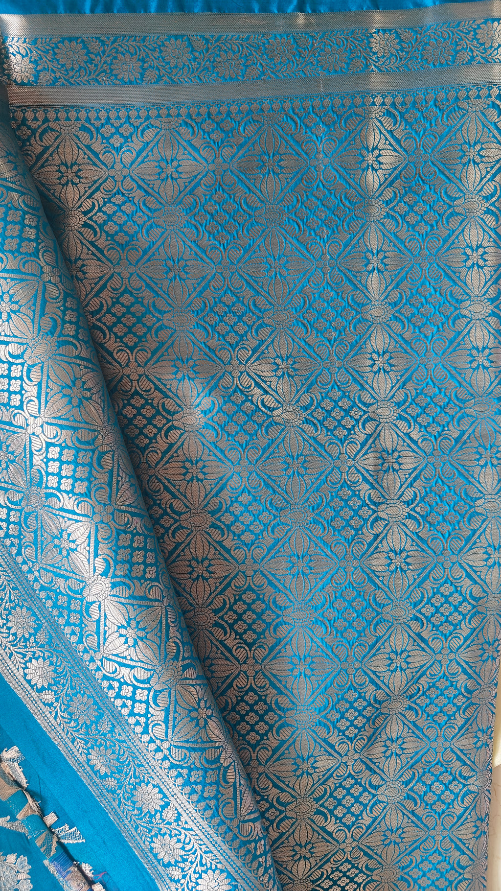 Teal Banarasi Silk saree