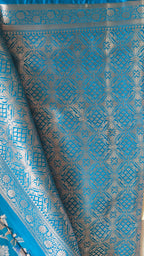 Teal Banarasi Silk saree