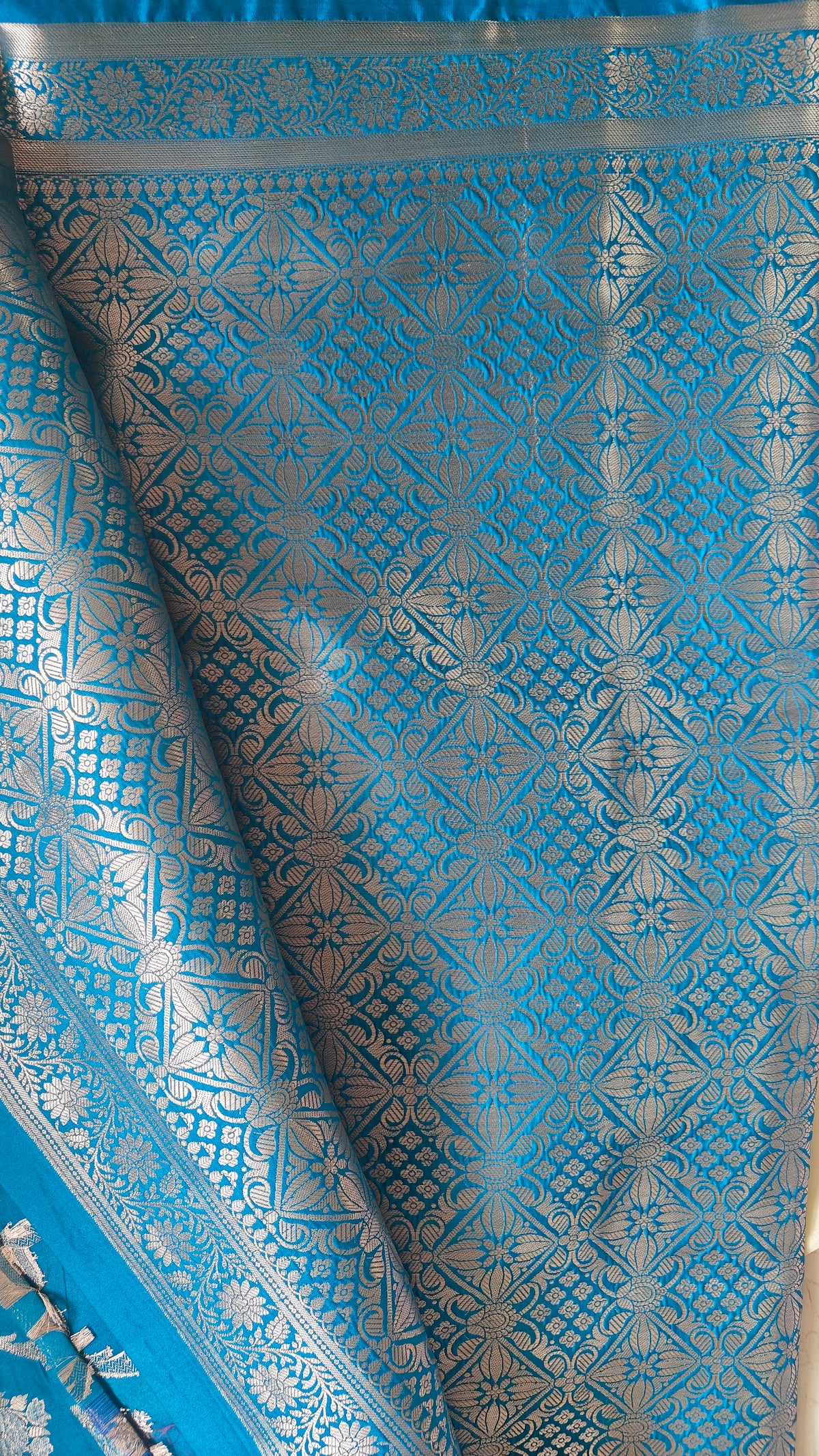 Teal Banarasi Silk saree