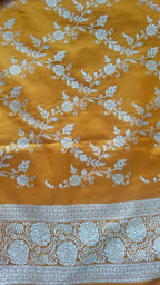Mustard Silk Meenakari Saree