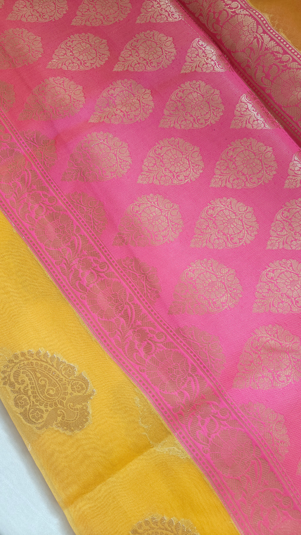 Yellow Organza Zari Booti Saree