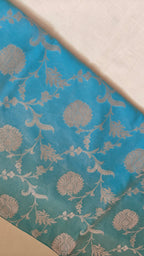 Ice blue Tissue Floral Jaal Saree