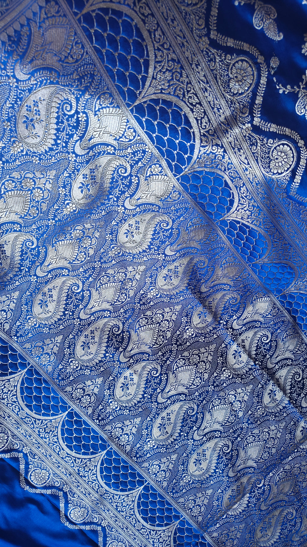 Blue Silk Zari Jaal Saree