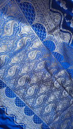 Blue Silk Zari Jaal Saree