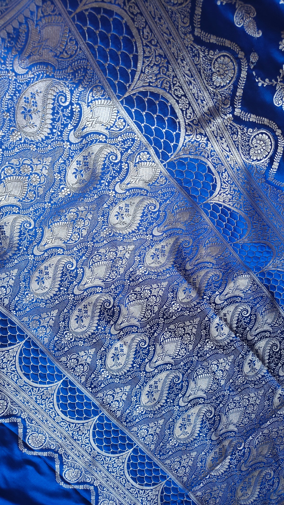 Blue Silk Zari Jaal Saree