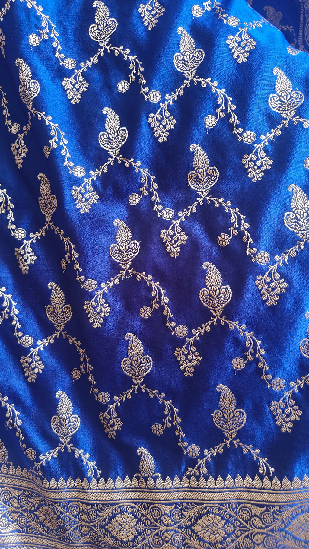 Blue Silk Zari Jaal Saree