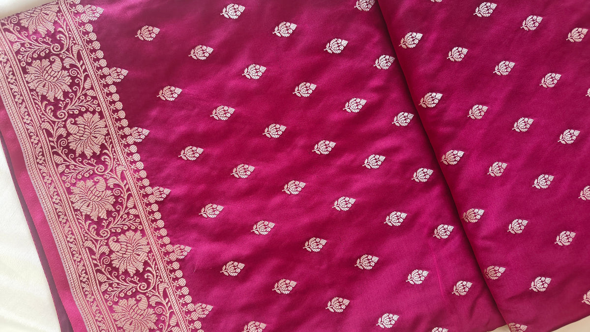 Magenta Pink Booti Silk Saree