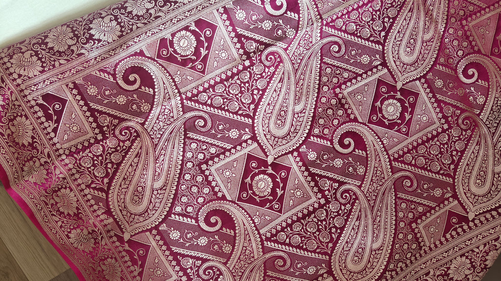 Magenta Pink Booti Silk Saree