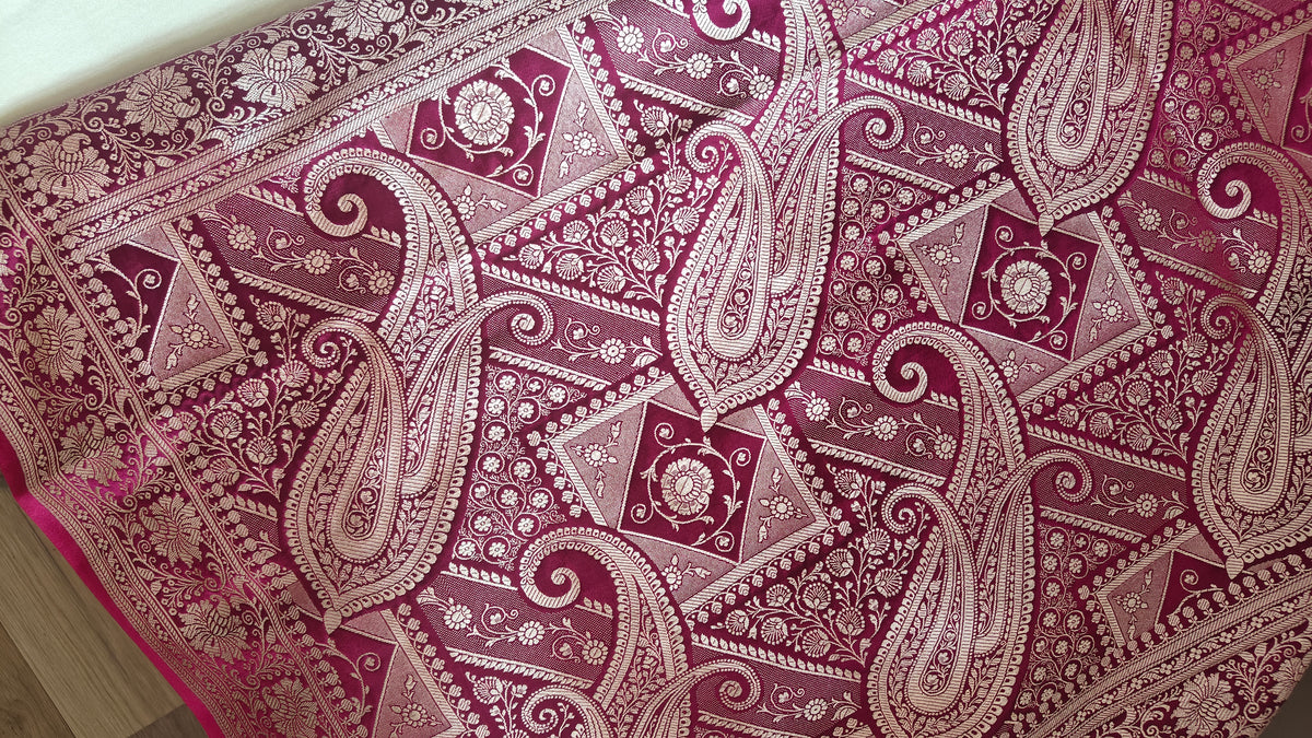 Magenta Pink Booti Silk Saree